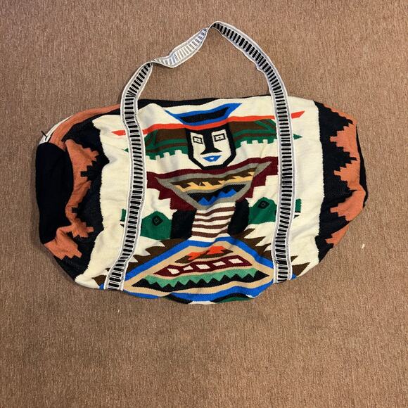 Tribal Print Large Hand Woven Wool Equador Made Travel duffle Bag - Picture 1 of 6